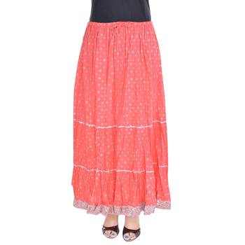 Orange printed cotton skirts 1