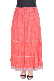 Orange printed cotton skirts