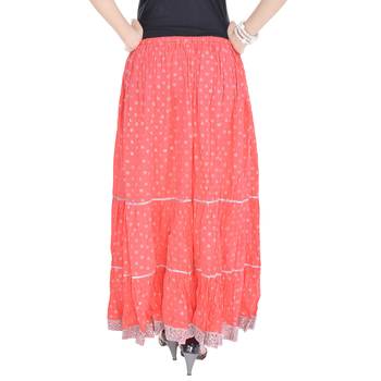 Orange printed cotton skirts 2