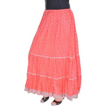 Orange printed cotton skirts 3