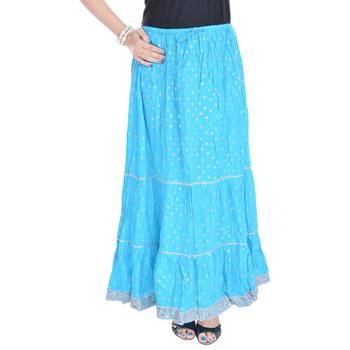 Aqua-blue printed cotton skirts 1