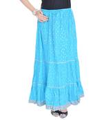 Aqua-blue printed cotton skirts