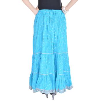 Aqua-blue printed cotton skirts 2