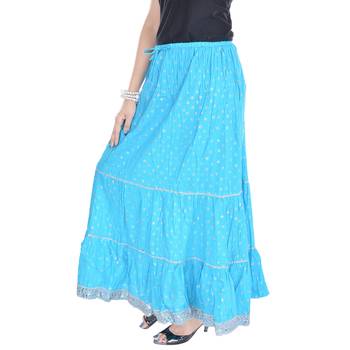 Aqua-blue printed cotton skirts 3