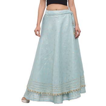 Turquoise printed cotton skirts 1