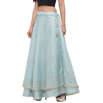 Turquoise printed cotton skirts 3