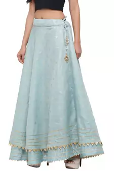 Turquoise printed cotton skirts