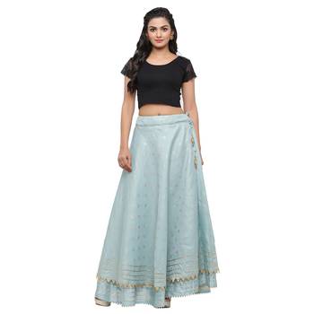 Turquoise printed cotton skirts 4
