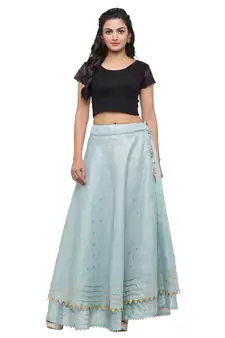 Turquoise printed cotton skirts
