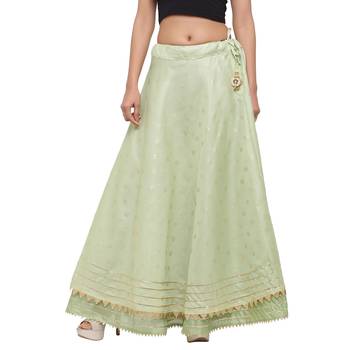 Green printed cotton skirts 1