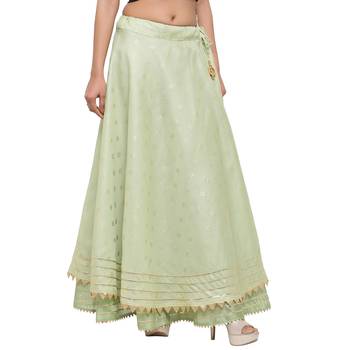 Green printed cotton skirts 3