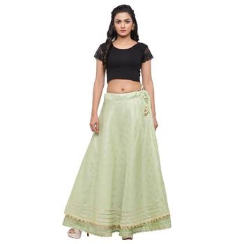 Green printed cotton skirts 4