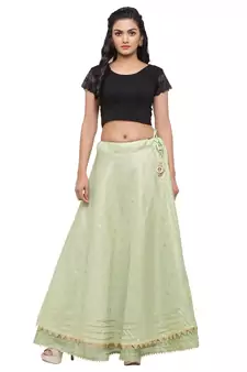Green printed cotton skirts