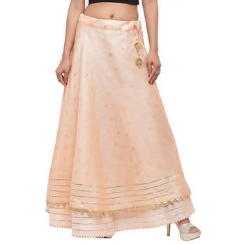 Peach printed cotton skirts 1