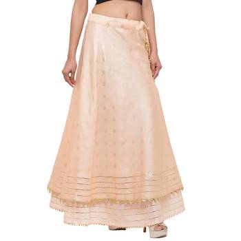 Peach printed cotton skirts 3