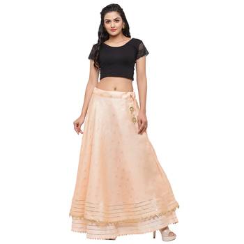 Peach printed cotton skirts 4