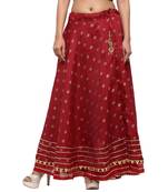 Maroon printed cotton skirts