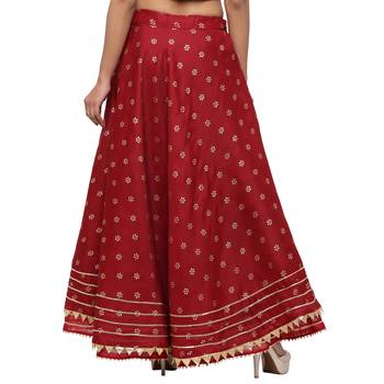 Maroon printed cotton skirts 2