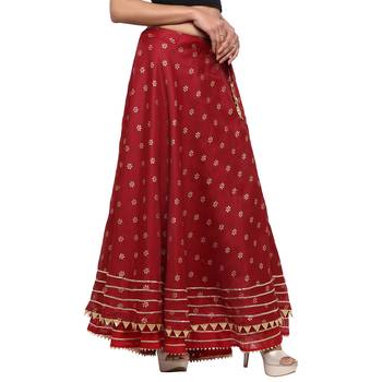 Maroon printed cotton skirts 3