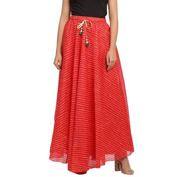 Red printed cotton skirts 1