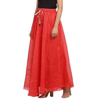 Red printed cotton skirts 3