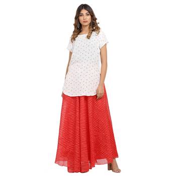 Red printed cotton skirts 4