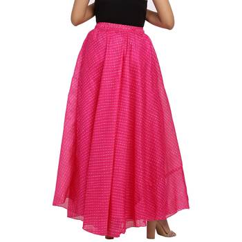 Pink printed cotton skirts 2