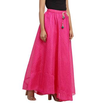 Pink printed cotton skirts 3