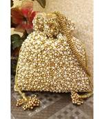 White and gold beads potli bag