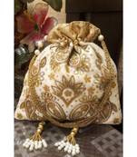 White and gold  potli bag