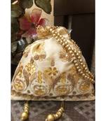 Cream and Gold gota work Potli Bag