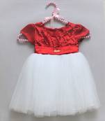 Red/White Barbie & beaded girls party frock