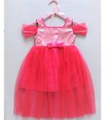 Pink Barbie & rose and sequin embellished girls princess party frock