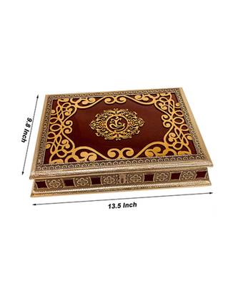 Rajwadi Wooden Handmade Decorative 4 Section Dry Fruits Box, Gift Box (OXY_155) 1