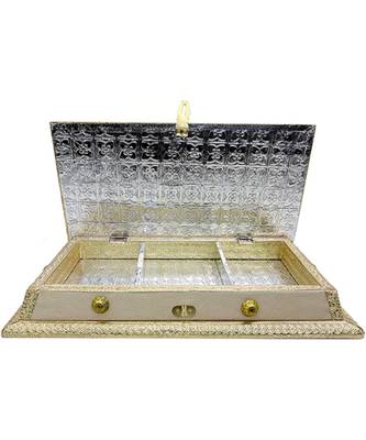 Rajwadi Oxidized Handmade Wooden 3 Compartment Beautiful Dry Fruit Box Set, Gift Box (OXY137) 3