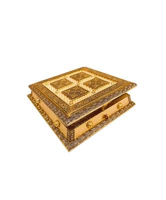 Oxidized Handmade Wooden 4 Compartment Beautiful Dry Fruit Box Set, Gift Box (OXY150) 4