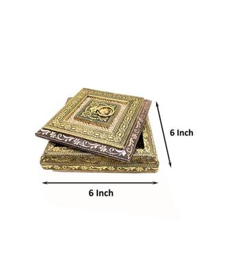 Oxidized Handmade Wooden 4 Compartment Beautiful Dry Fruit Box Set, Gift Box (OXY12) 2