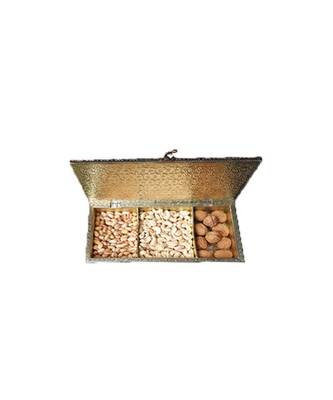 Oxidized Rajwadi Handmade Wooden 3 Compartment Beautiful Dry Fruit Box Set, Gift Box (OXY_120) 2
