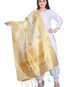 Cream Women's Banarasi silk Dupatta Regular