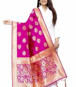 Pink Women's Banarasi Silk Dupatta