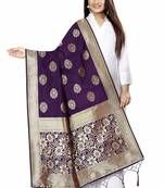 Wine Women's Banarasi Silk Dupatta