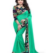 Light Green Plain Chiffon Saree With Blouse
