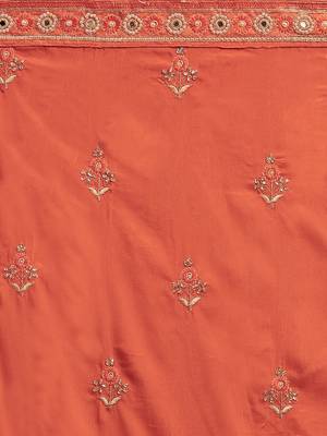 Orange Coloured Solid Cotton Blended Saree With Blouse Piece 3