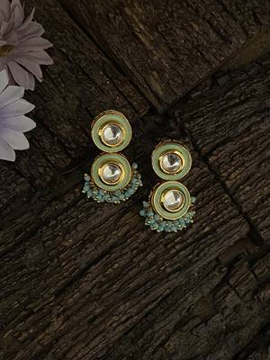 Turquoise Gold Tone Stud Earrings 1