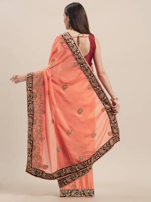 Orange Coloured Solid Cotton Silk Saree With Blouse Piece 2