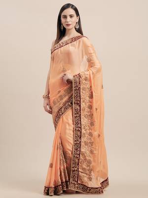 Beige Coloured Solid Cotton Silk Saree With Blouse Piece 1