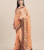 Beige Coloured Solid Cotton Silk Saree With Blouse Piece