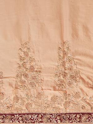Beige Coloured Solid Cotton Silk Saree With Blouse Piece 4