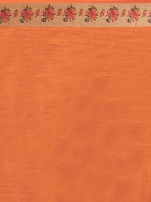 Orange Digital Printed Colored Sana Silk Saree With Blouse Piece 4