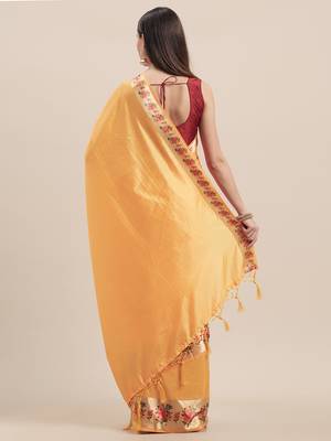 Yellow Digital Printed Colored Sana Silk Saree With Blouse Piece 2